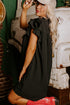 Charming Frilled V Neck Pleated Ruffle Detail Short Shift Dress